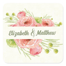 Vattenfärgen Blommigt Bröllop Tack