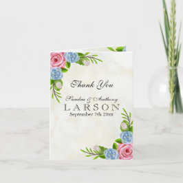 Vattenfärgen Blommigt Bröllop Tack Kort