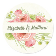 Vattenfärgen Blommigt Bröllop Tack