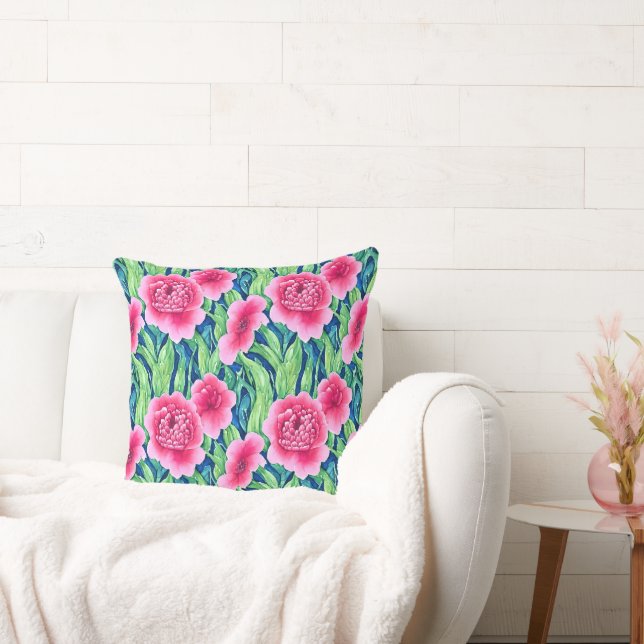 Vattenfärgen Blommigt Dekorativ kudde (Soffa)