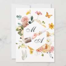 Vattenfärgen blommigt elegant bröllop
