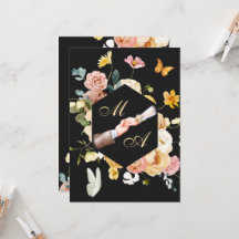 Vattenfärgen blommigt elegant bröllop