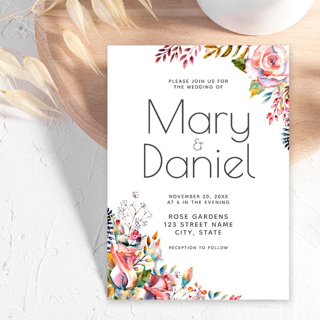  vattenfärgen Blommigt Gräns Elegant bröllop Inbjudningar (Skapare uppladdad)