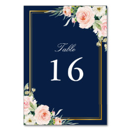 vattenfärgen blommigt guld ram bröllop bordsnummer