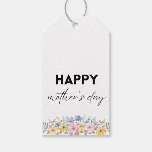 Vattenfärgen Blommigt Lycklig Mors dag Presentetikett