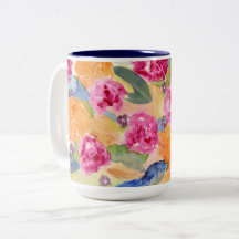 Vattenfärgen blommigt mugg