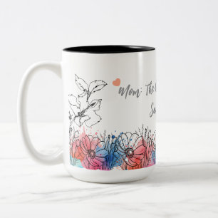 Vattenfärgen Blommigt Mugg för Mamma med citat