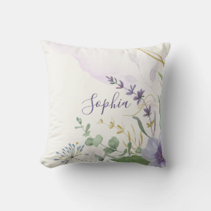 Vattenfärgen blommigt Provence Lavander Dekorativ  Kudde
