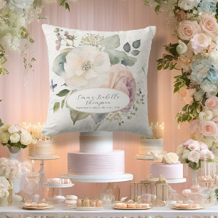 Vattenfärgen Blommigt Ro Cottage Garden Flicka Kudde