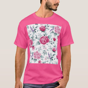 Vattenfärgen Blommigt Ro Shabby chic Mönster T Shirt