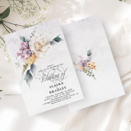 Vattenfärgen Blommigt Ro White Lila Struktur Inbjudningar