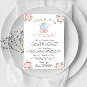 Vattenfärgen Blommigt Tea Party   Babyskor Meny