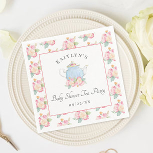 Vattenfärgen Blommigt Tea Party Babyskor Pappersservett