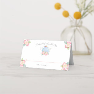 Vattenfärgen Blommigt Tea Party   Babyskor Placeringskort
