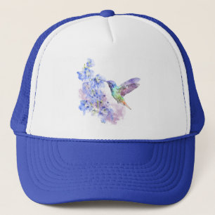 Vattenfärgen Blue Hummingbird Garden Bird Nature Keps