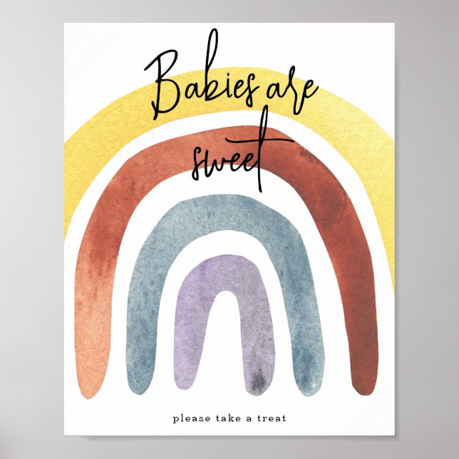 Vattenfärgen Boho Rainbow Spädbarn är söt Poster (Framsidan)