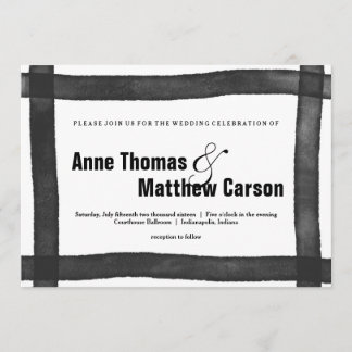 Vattenfärgen borstar gifta sig inbjudan för gräns