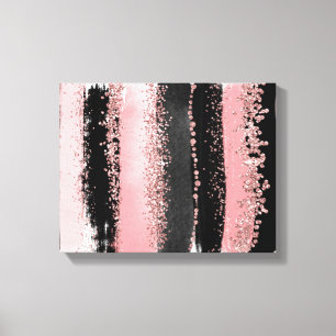 Vattenfärgen borstar slår rosa guld- Fauxglitter Canvastryck