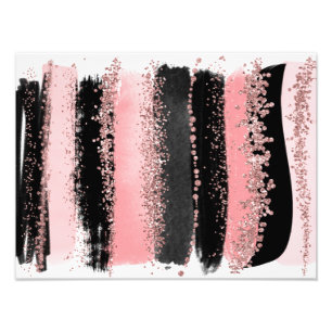 Vattenfärgen borstar slår rosa guld- Fauxglitter Fototryck