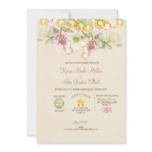 Vattenfärgen Bröllop alla i en Rosa Grönt Gult