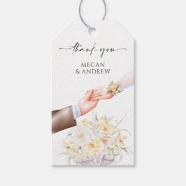 Vattenfärgen bröllop blommigt par ring presentetikett