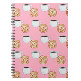Vattenfärgen Cinnamon Bun Pastry Coffee Anteckningsbok