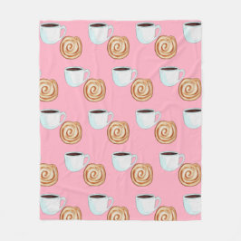 Vattenfärgen Cinnamon Bun Pastry Coffee Fleecefilt