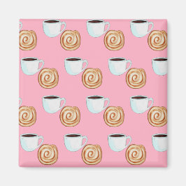 Vattenfärgen Cinnamon Bun Pastry Coffee Magnet