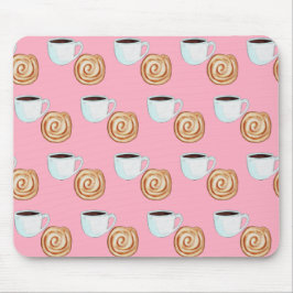 Vattenfärgen Cinnamon Bun Pastry Coffee Musmatta