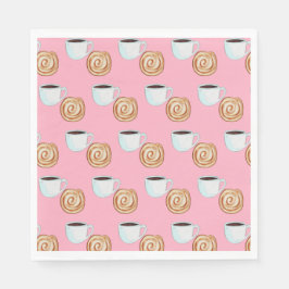 Vattenfärgen Cinnamon Bun Pastry Coffee Pappersservett