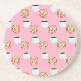 Vattenfärgen Cinnamon Bun Pastry Coffee Underlägg