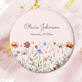 Vattenfärgen Colorful Wildblomma Baby Birth Keepsa Magnet