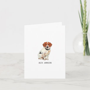 Vattenfärgen Cute Beagle, mappad Tack Kort
