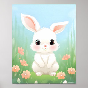 Vattenfärgen Cute Bunny Nursery Animals Poster