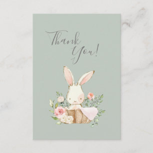 Vattenfärgen Cute Grönt Bunny Baby Shower Tack Kort