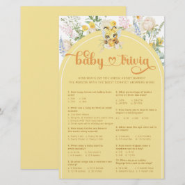 Vattenfärgen Cute honey Bee Baby Trivia Game