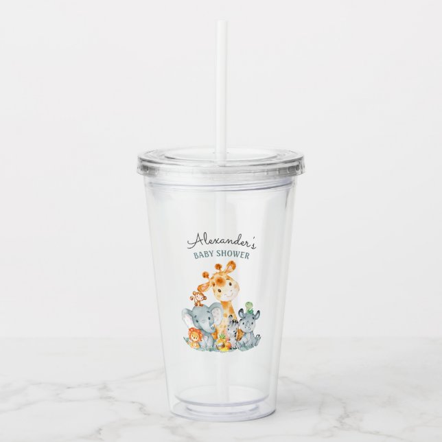 Vattenfärgen Cute Safari Jungle Animals Baby Showe Take Away Mugg (Framsida)