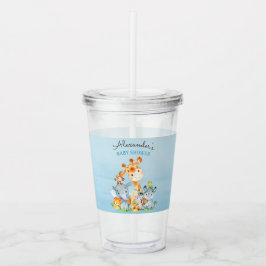 Vattenfärgen Cute Safari Jungle Animals Baby Showe Take Away Mugg