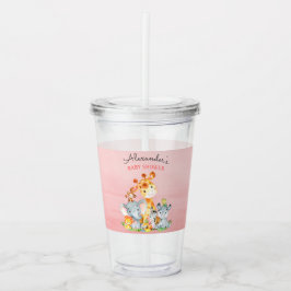 Vattenfärgen Cute Safari Jungle Animals Baby Showe Take Away Mugg