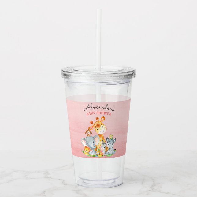 Vattenfärgen Cute Safari Jungle Animals Baby Showe Take Away Mugg (Framsida)