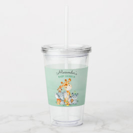 Vattenfärgen Cute Safari Jungle Animals Baby Showe Take Away Mugg
