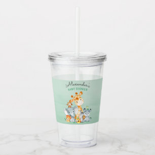 Vattenfärgen Cute Safari Jungle Animals Baby Showe Take Away Mugg