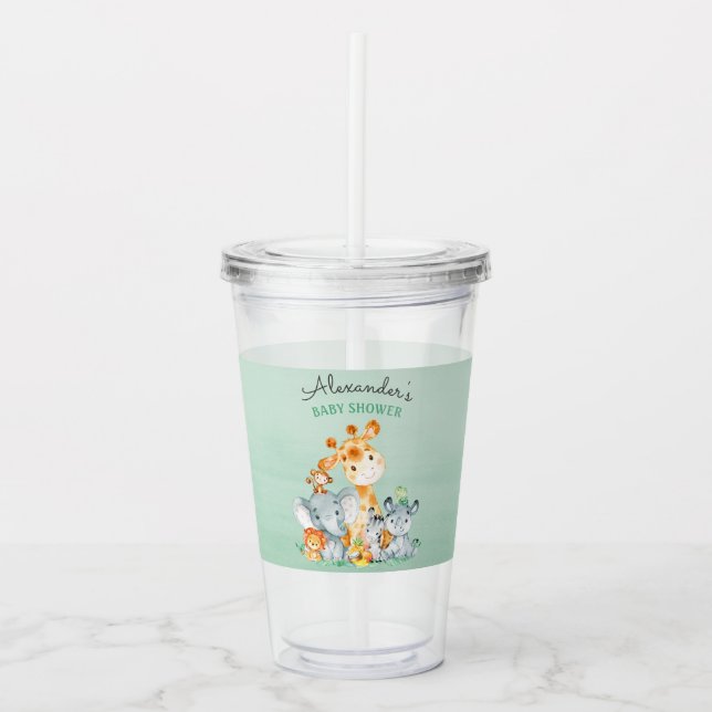 Vattenfärgen Cute Safari Jungle Animals Baby Showe Take Away Mugg (Framsida)