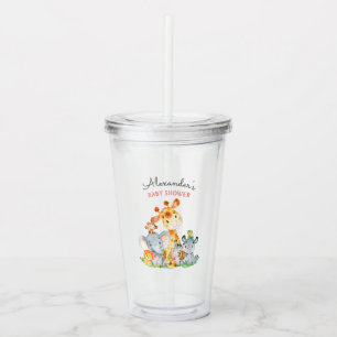 Vattenfärgen Cute Safari Jungle Animals Baby Showe Take Away Mugg