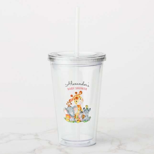Vattenfärgen Cute Safari Jungle Animals Baby Showe Take Away Mugg (Framsida)