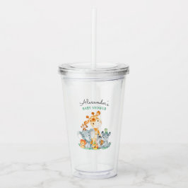 Vattenfärgen Cute Safari Jungle Animals Baby Showe Take Away Mugg