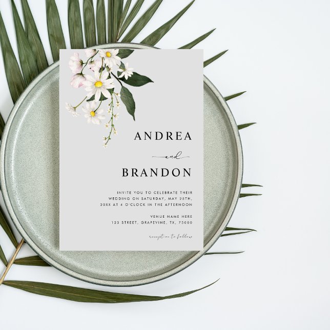 Vattenfärgen Daisy Blommigt Vår Alla i Bröllop Inbjudningar (Skapare uppladdad)