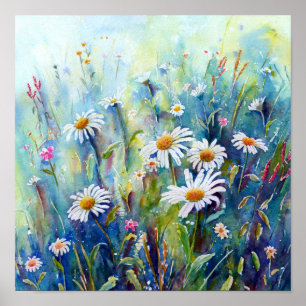 Vattenfärgen Daisy Fält Poster