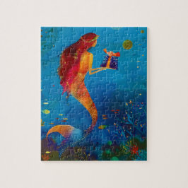 Vattenfärgen Deep Blue Sea Glitter Sjöjungfru Pussel
