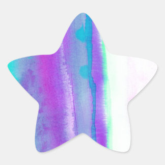Vattenfärgen Destiny1.2 Abstrakt in pastel and neo Stjärnformat Klistermärke